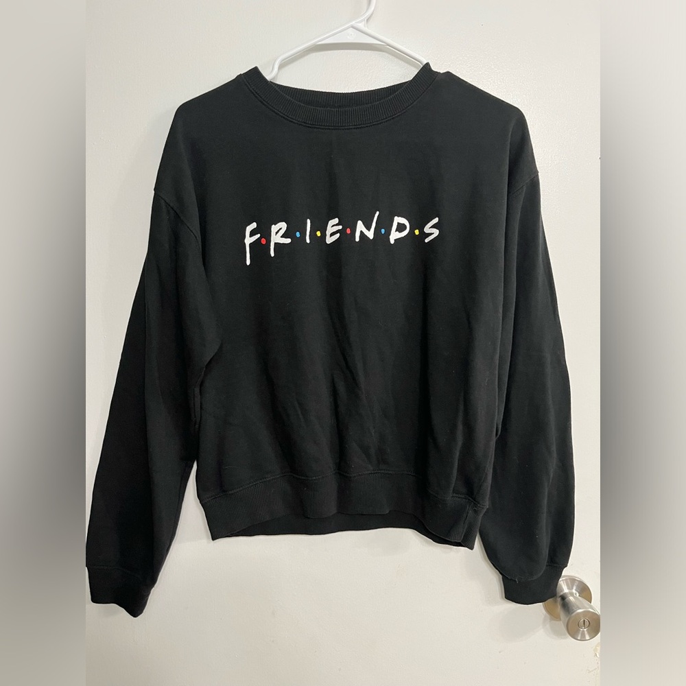 Black FRIENDS Logo Crewneck Sweatshirt, size Medium